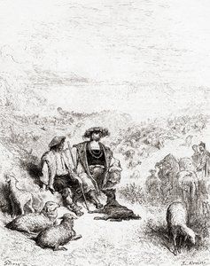 De herder en de koning, uit een late 19e-eeuwse editie van Fabels de La Fontaine